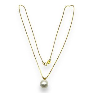 14k Yellow Gold Shell Pearl 10mm Pendant Necklace 20 Inch" (5060)